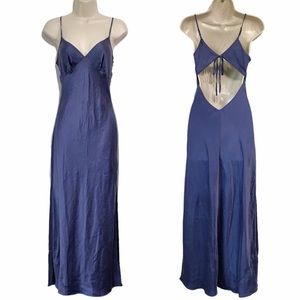 Vintage 100% Silk Slip Dress Silk Dress Size Small High Slit Backless Dress prom